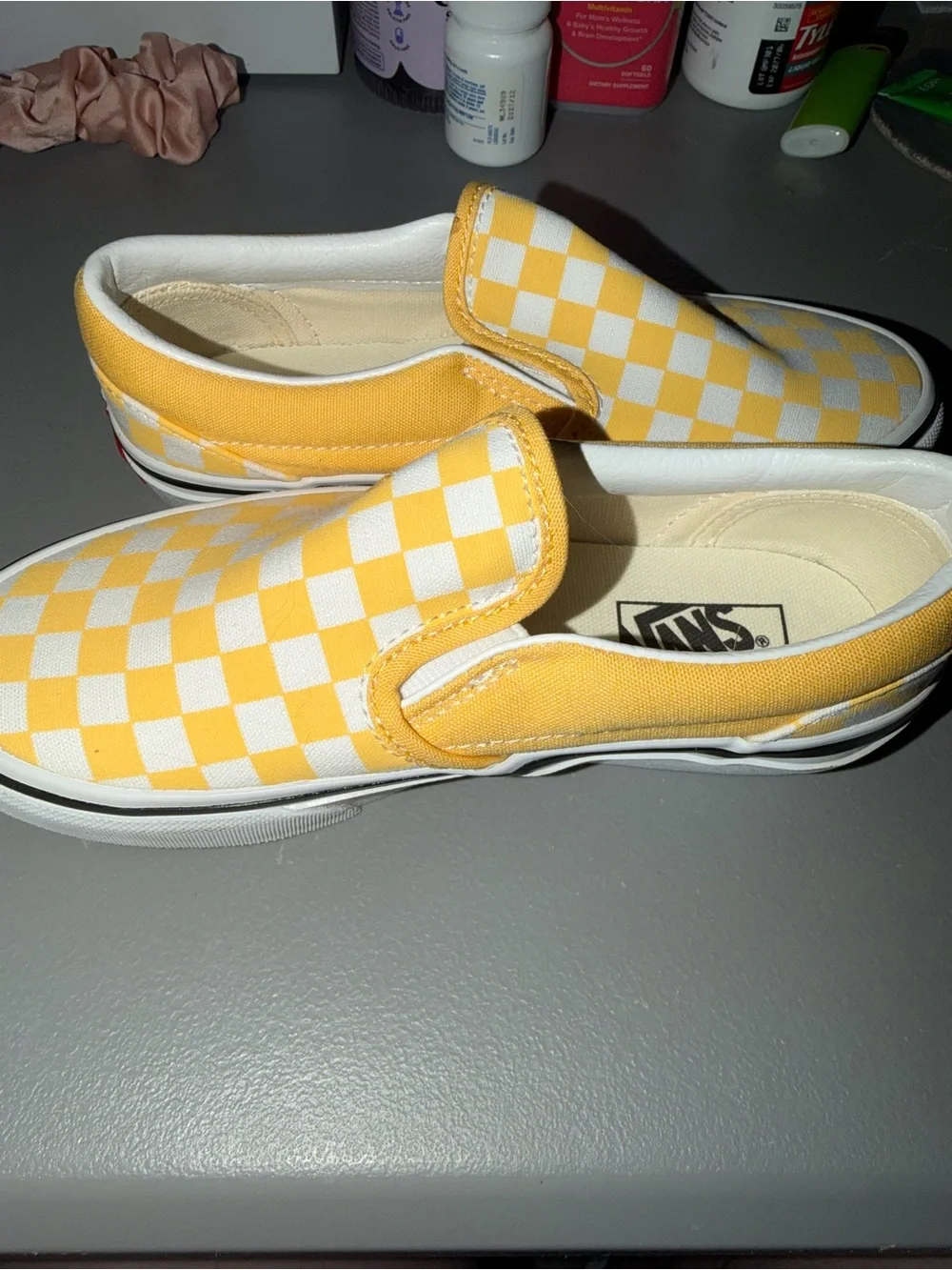 Vans Kids Slip-On Checkerboard Sneakers - Yellow & White